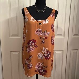 Maurices Floral Sleeveless Blouse - Orange and Pink